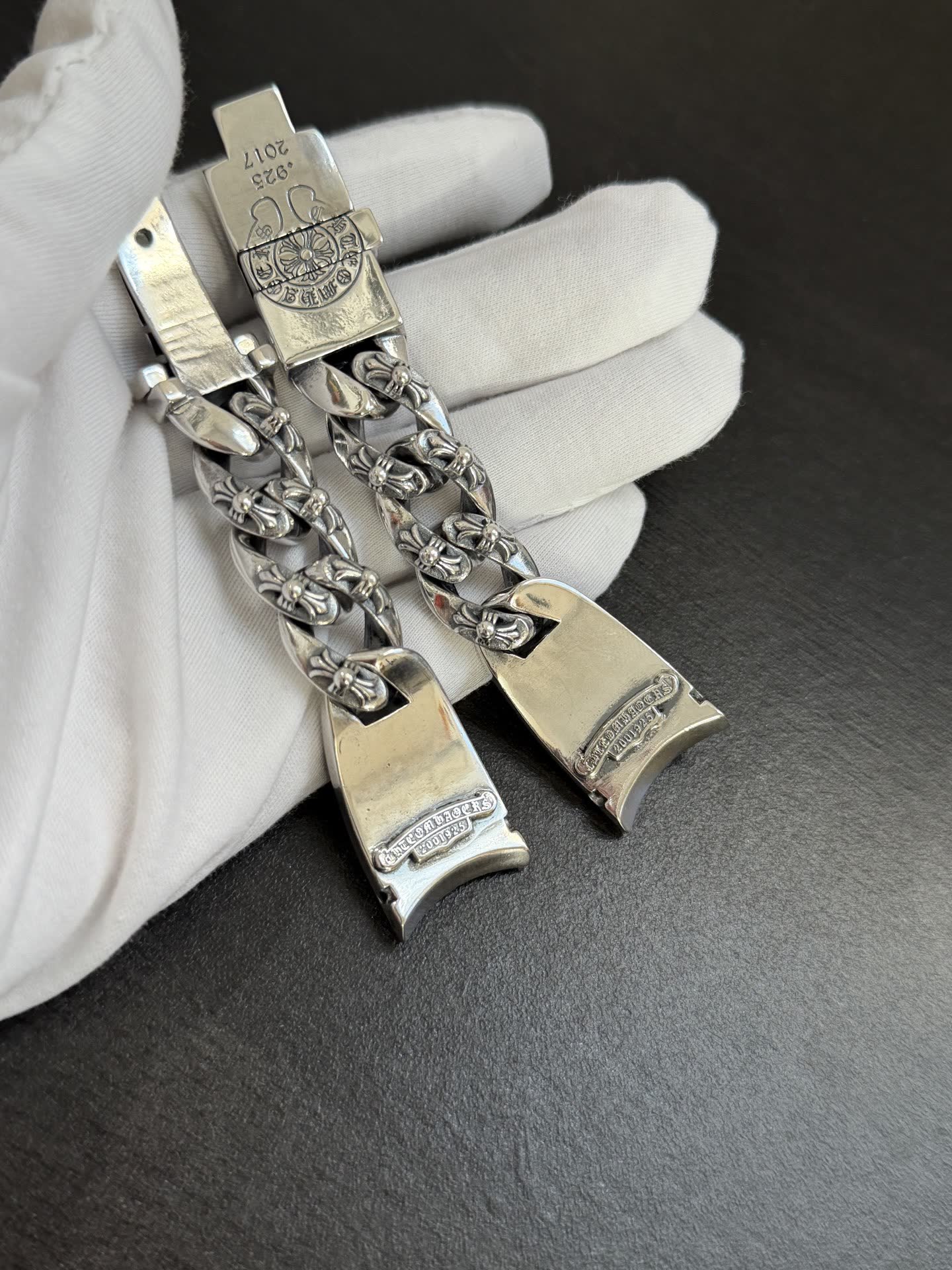 Chrome Hearts Silver Cross Link Bracelet